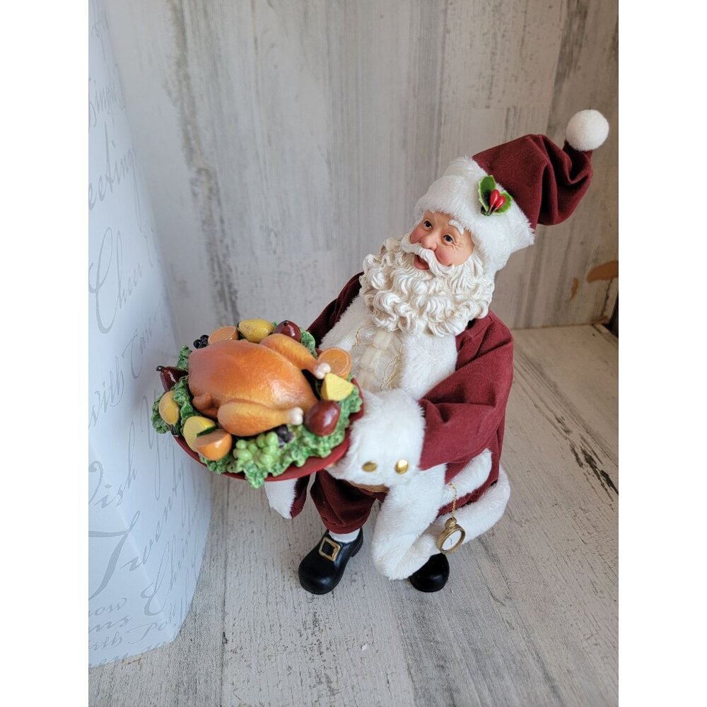 Clothtique Santa Gives Thanks thanksgiving turkey meal Dept 56‎ RARE 4033650